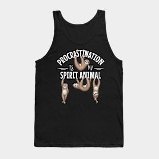 Procrastination Is My Spirit Animal Lazy Sloth Drawing Tank Top